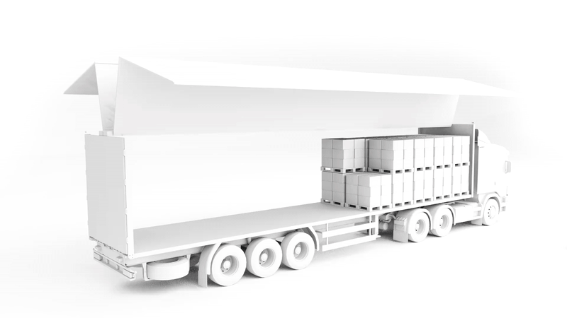 Autonome Stapler beim Be- und Entladen eines Lkw-Aufliegers
