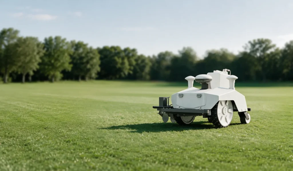 FJD PaintMaster Pro Linienmarkierroboter auf einem Fußballplatz